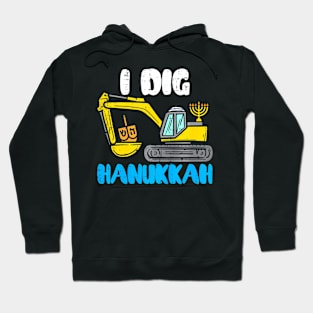 I Dig Hanukkah Excavator Construction Toddler Hanukkah Hoodie